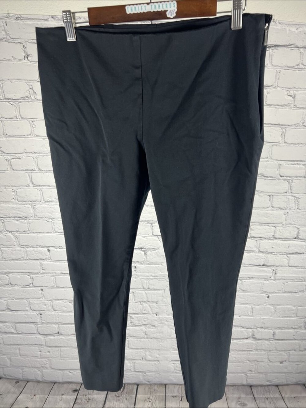 Lauren Ralph Lauren Black Flat Front Side Zip Hi-Rise Tapered Dress Pants 12